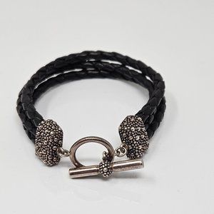 Vintage Michael Dawkins Sterling and Braided Leather Bracelet